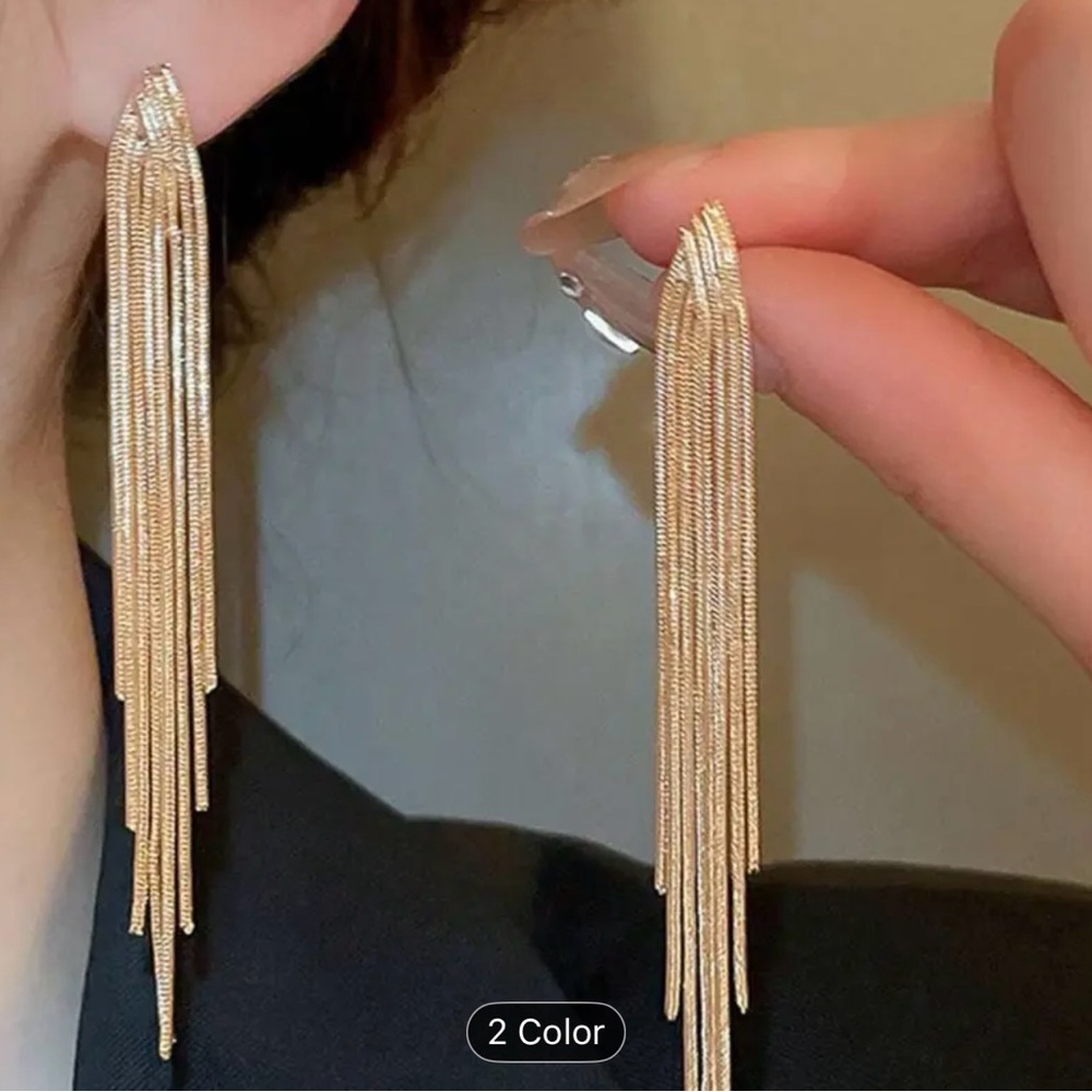 Elegant Gold Tassel Earrings